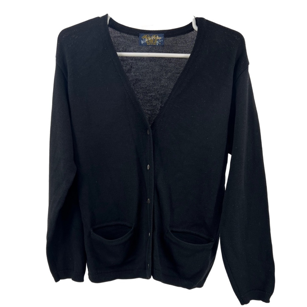 Brooks Brothers Black V-Neck Cardigan Sweater